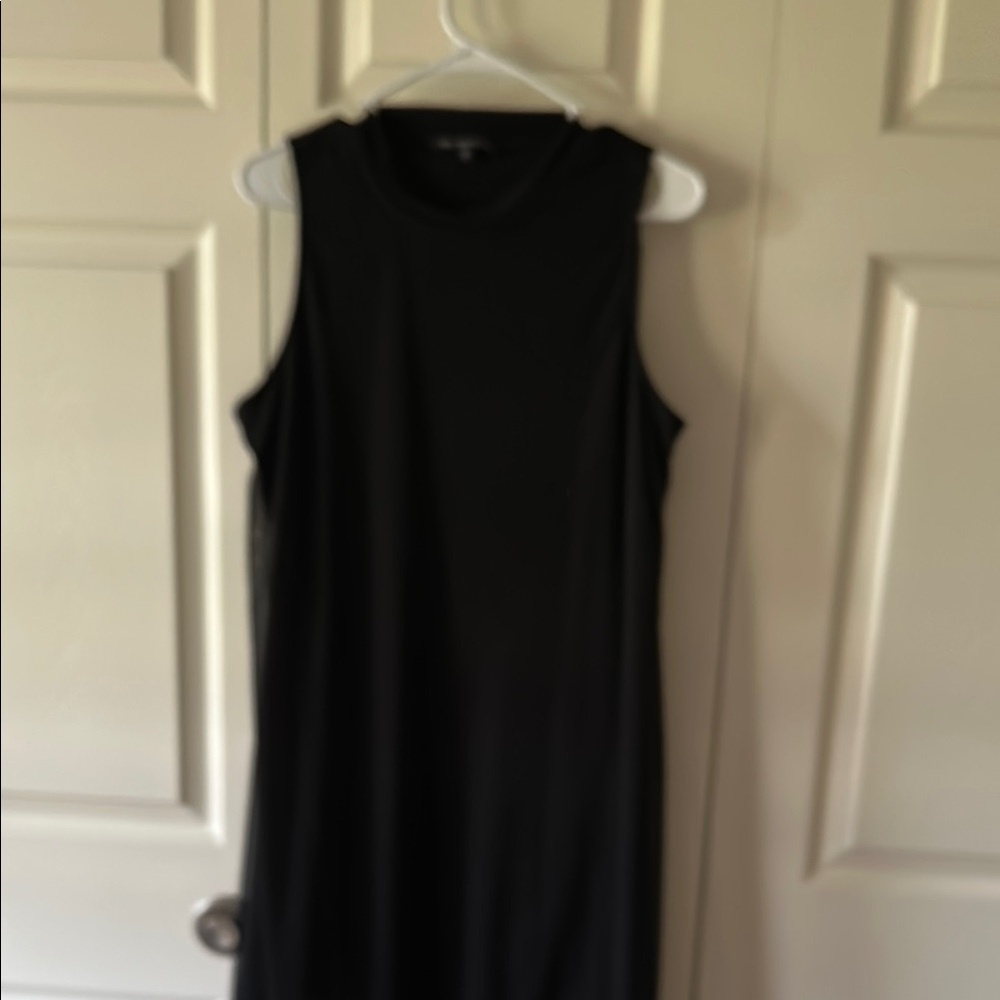 Black Sleeveless Mock Neck Sheath Dress
